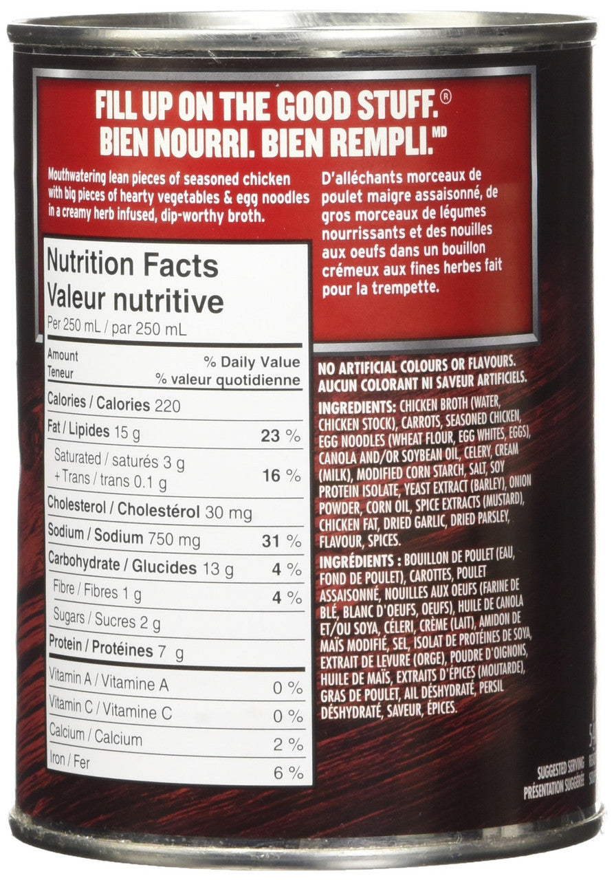 Campbell's Chunky, Creamy Chicken Noodle Soup, 540ml Can Nutritional Facts